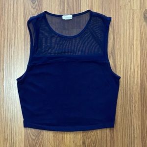 Navy Blue Mesh Top